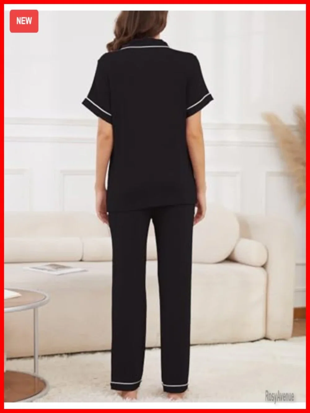 Women's Pajama Set Short Sleeve Sleepwear with Long Pants 2 Piece Lounge Set
